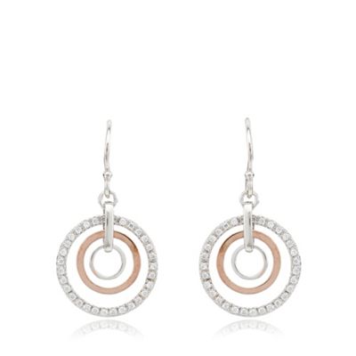 Designer sterling silver concentric rings drop earrings
